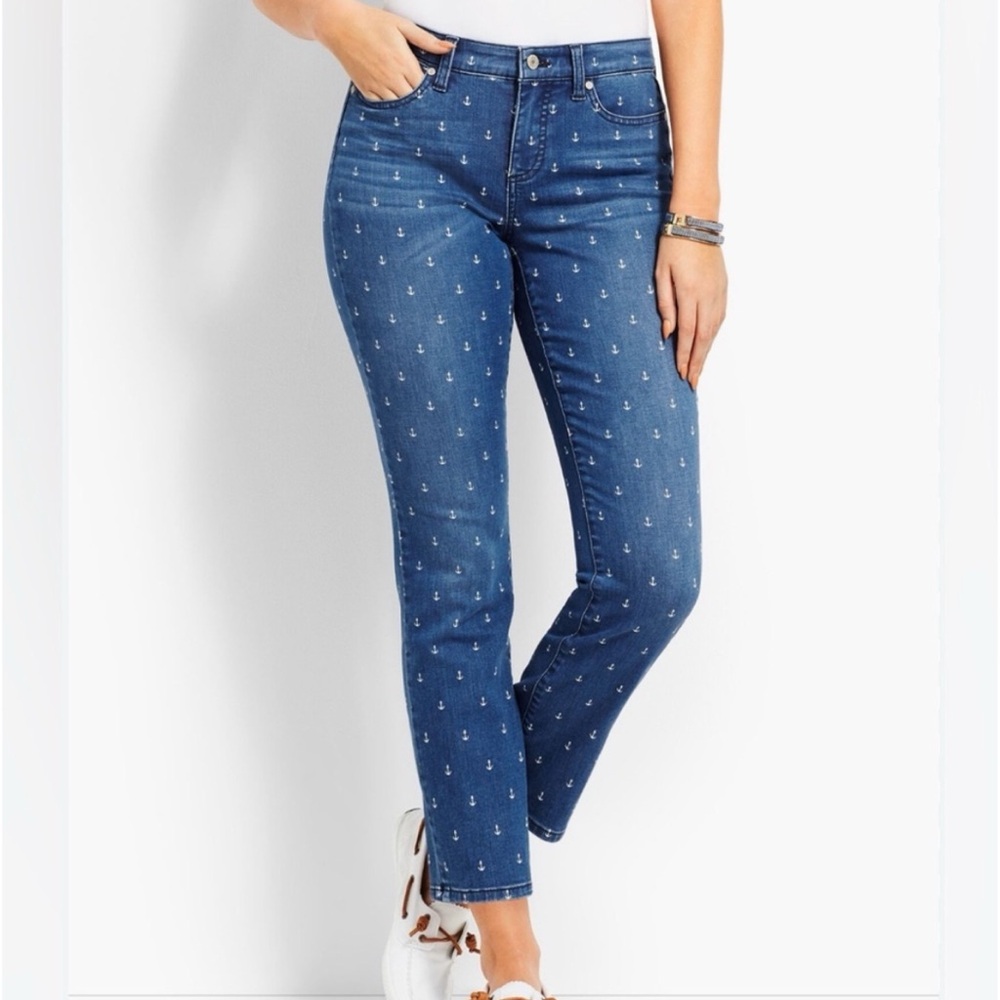 Talbots Anchor-Print Skinny Jeans in Medium Blue